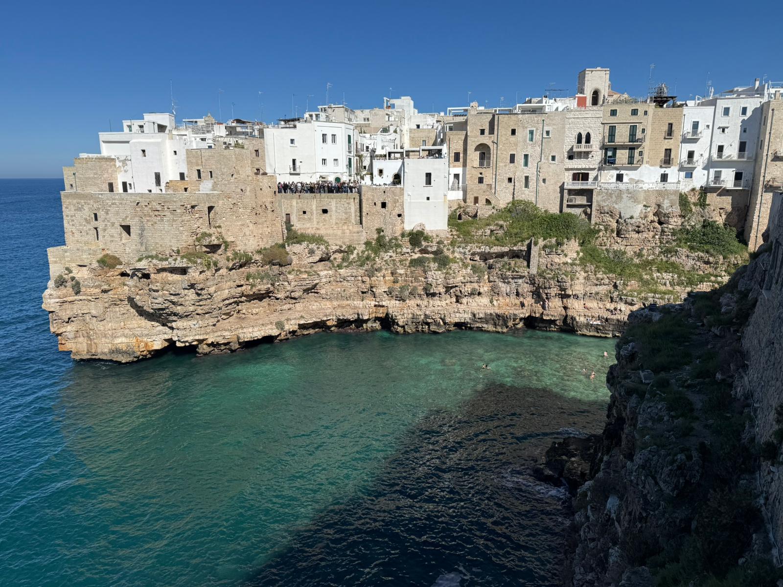The famous cliffs of Polignano a Mare, in Apulia
