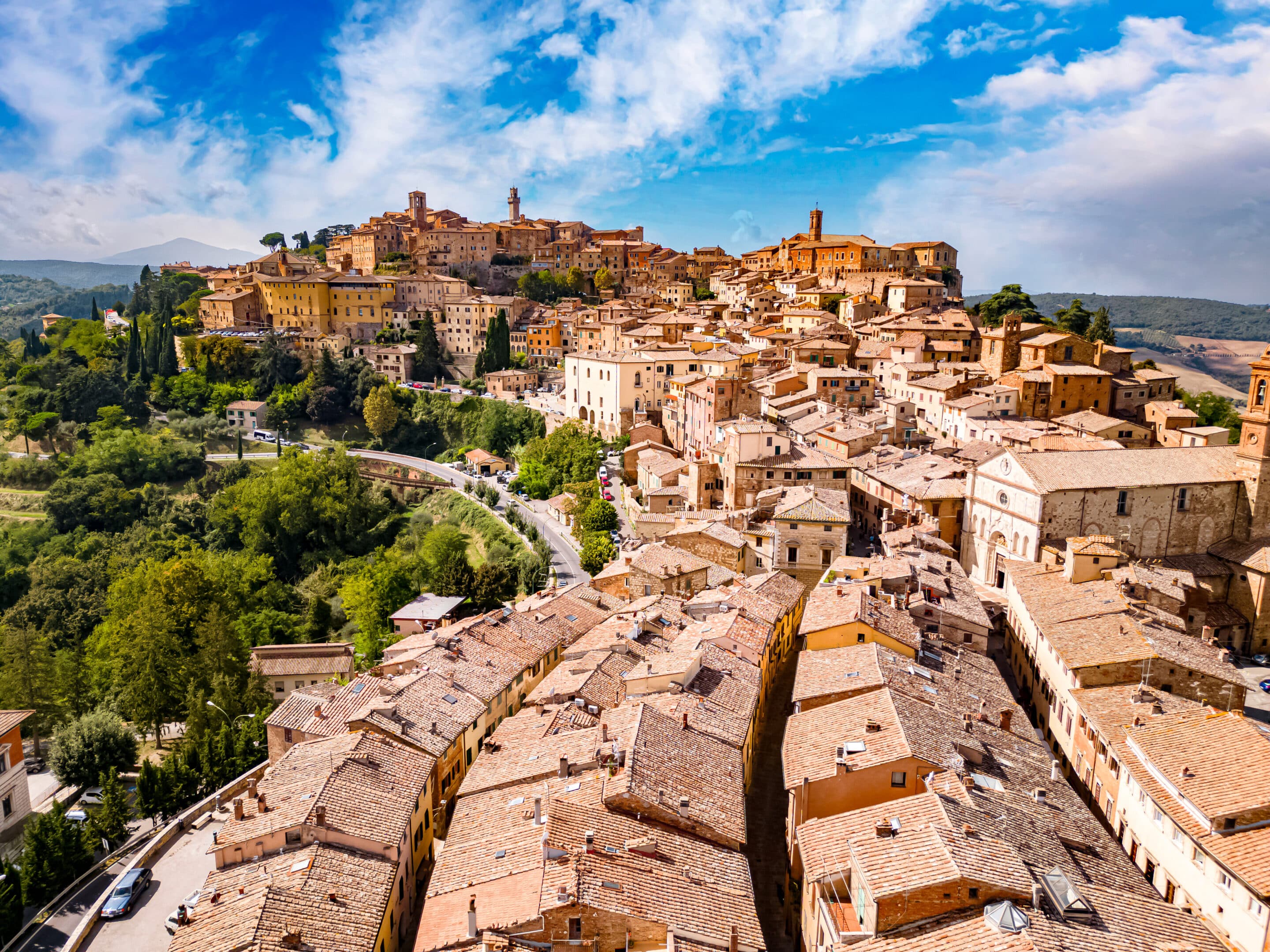 Aerial view of Montepulciano, Tuscany