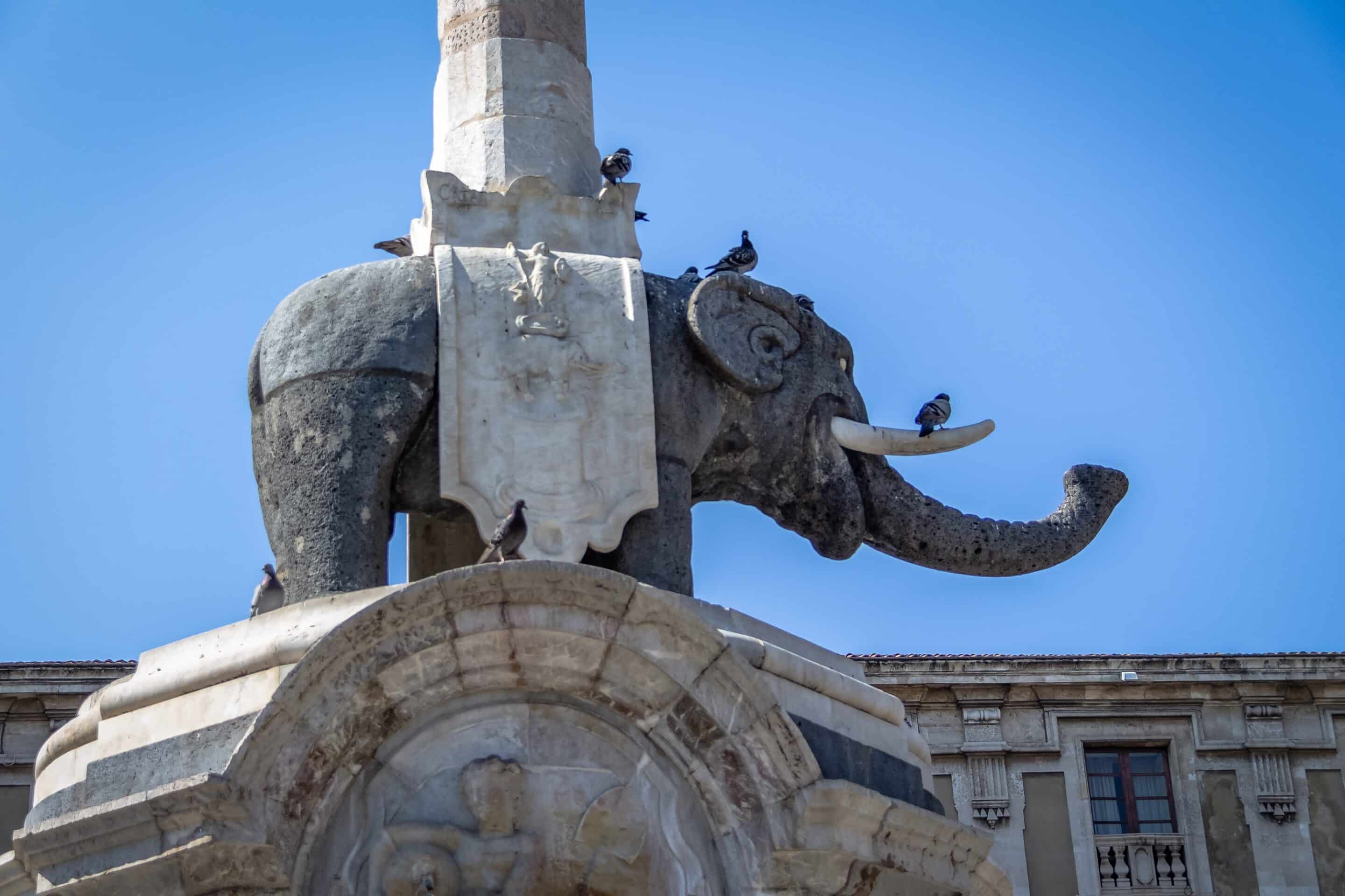 The Elephant Fountain, located in Piazza del Duomo in Catania, Sicily