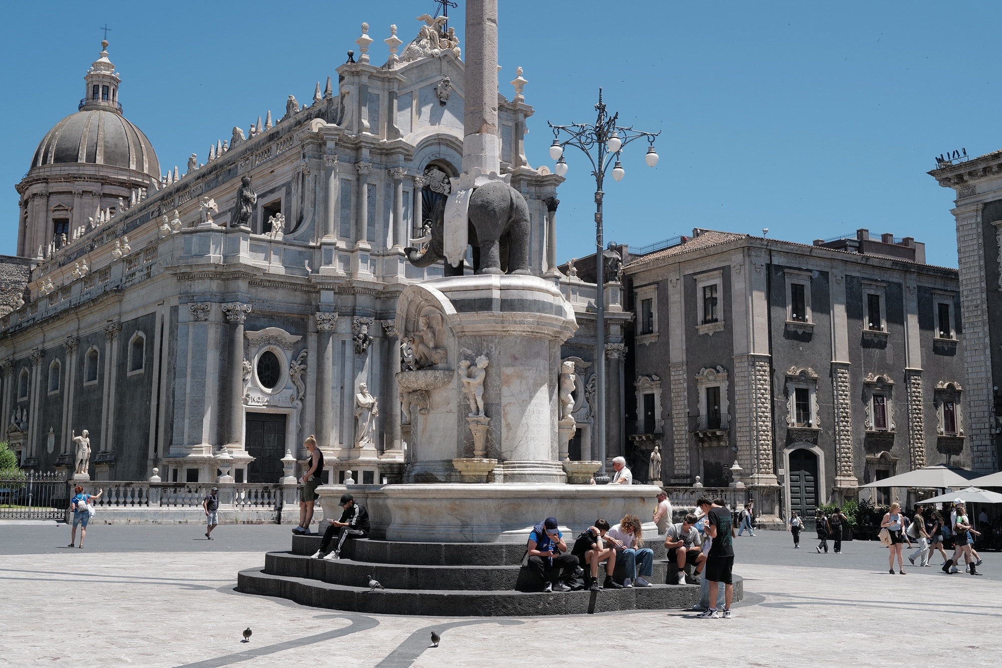 Te Elephant Fountain in the center of Piazza del Duomo in Catania, Sicily